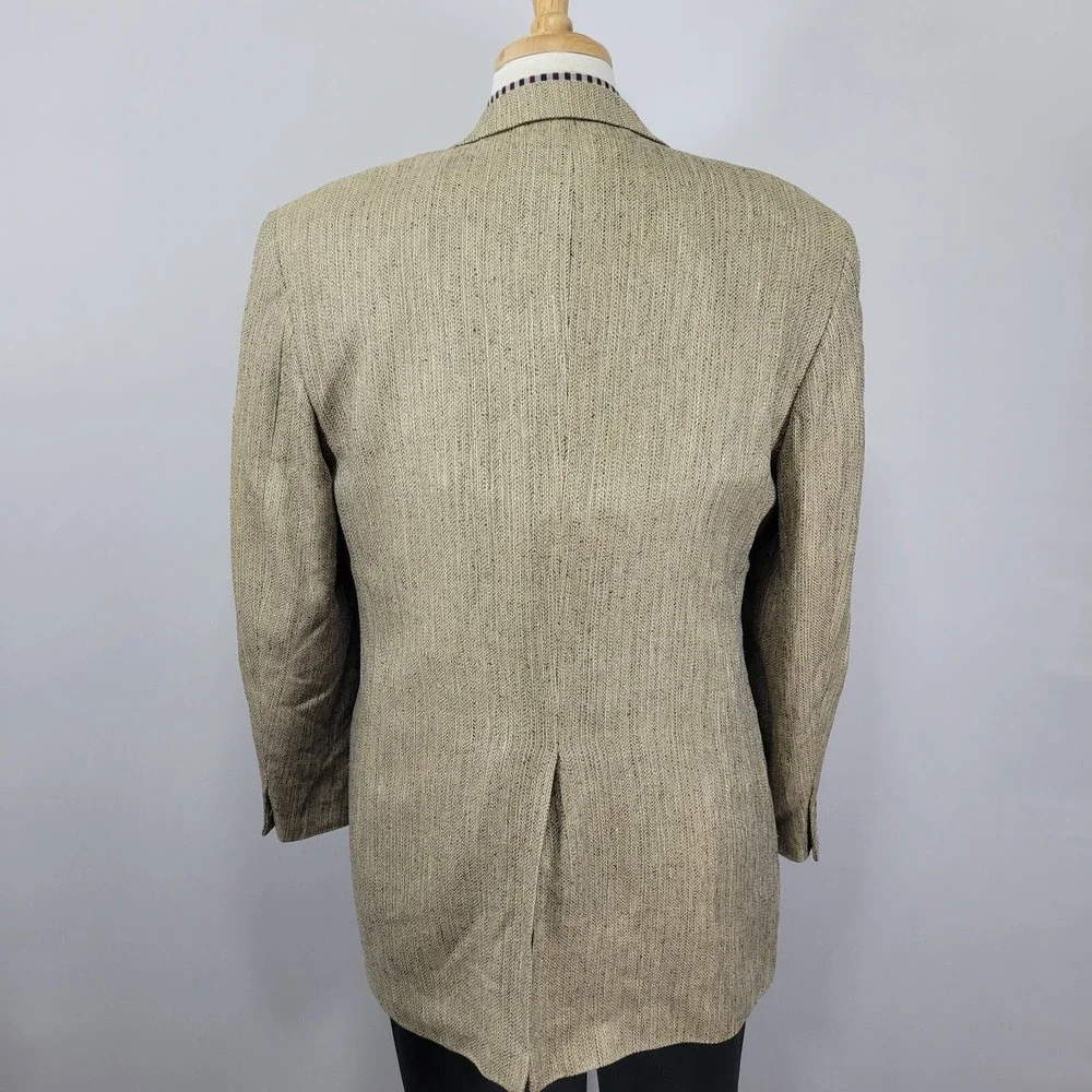 VTG Haspel Men's Sport Coat Blazer Two Button Beige Brown 100%‎ SILK Sz 42R